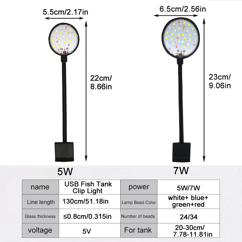 Lámpara LED USB para acuario,  - Aquarium Plant Grow Light reseña y precio